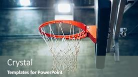  Presentation with sports arena - Slide deck with basketball-hoop-in-a-vintage background and a gray colored foreground