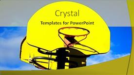  Presentation with basketball blue - PPT theme having basketball-hoop-with-yellow-backboard background and a white colored foreground