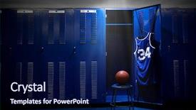  Presentation with locker room - Presentation consisting of basketball locker room with spotlight background and a navy blue colored foreground