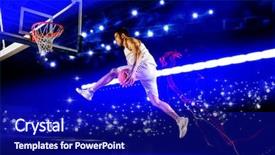  Presentation with basketball - Colorful presentation design enhanced with basketball man player basketball concept backdrop and a navy blue colored foreground