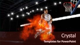  Presentation with basketball - Presentation theme having basketball man player basketball concept background and a wine colored foreground