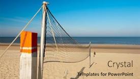  Presentation with net - Presentation having basketball-net-in-the-sun background and a coral colored foreground