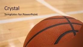  Presentation with basketball court - PPT theme with basketball on a hardwood court background and a coral colored foreground