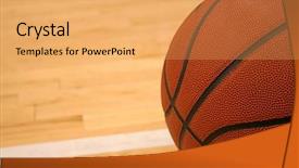  Presentation with basketball - Theme featuring basketball on hardwood floor angled background and a yellow colored foreground