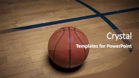  Presentation with basketball court - Beautiful PPT theme featuring basketball on the court backdrop and a tawny brown colored foreground