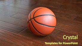  Presentation with basketball - Presentation theme with basketball on the hardwood basketball background and a tawny brown colored foreground