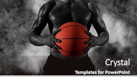  Presentation with gym ball - Slide deck having basketball player holding ball background and a wine colored foreground