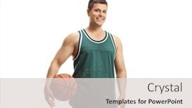  Presentation with basketball - Slide set with basketball-player-in-a-jersey background and a light gray colored foreground
