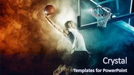  Presentation with gym - PPT layouts consisting of basketball player in action background and a navy blue colored foreground