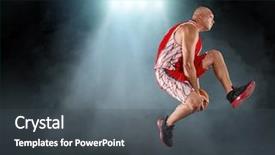  Presentation with basketball basketball hoop sport ball - Theme with basketball player in dynamic action background and a dark gray colored foreground