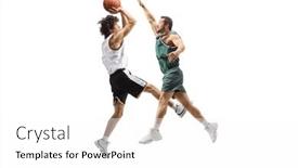  Presentation with basketball - Slides with basketball-player-jumping-and-performing background and a white colored foreground