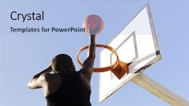  Presentation with basketball - Slide set featuring basketball player jumping to dunk background and a light blue colored foreground