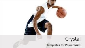  Presentation with basketball - Amazing theme having basketball player man isolated backdrop and a white colored foreground