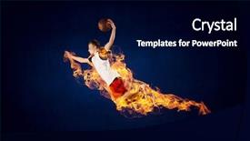  Presentation with basketball - Beautiful presentation theme featuring basketball player on fire backdrop and a black colored foreground