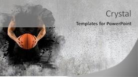  Presentation with basketball - Beautiful PPT theme featuring basketball-player-on-wall-background backdrop and a light gray colored foreground