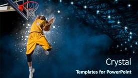  Presentation with basketball - Colorful presentation design enhanced with basketball-player-players-in-action backdrop and a navy blue colored foreground