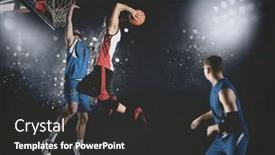  Presentation with basketball - Colorful slide set enhanced with basketball-player-players-in-action backdrop and a dark gray colored foreground