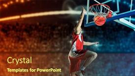  Presentation with basketball - Audience pleasing PPT theme consisting of basketball-player-players-in-action backdrop and a tawny brown colored foreground