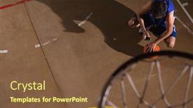  Presentation with basketball court - PPT theme enhanced with basketball-player-taking-a-break background and a tawny brown colored foreground