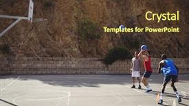 Presentation with basketball court - Theme featuring basketball player taking a penalty background and a tawny brown colored foreground