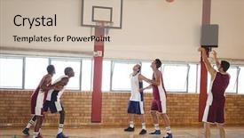  Presentation with basketball court - Beautiful presentation design featuring basketball player taking a penalty backdrop and a soft green colored foreground