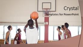  Presentation with penalty - Colorful presentation enhanced with basketball player taking a penalty backdrop and a soft green colored foreground