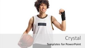  Presentation with basketball - Presentation theme featuring basketball-player-wearing-a-wrist background and a light gray colored foreground
