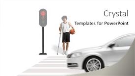  Presentation with road light - Presentation design enhanced with basketball-player-with-a-crutch background and a white colored foreground
