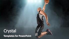  Presentation with dynamic - Beautiful PPT theme featuring basketball player with ball backdrop and a dark gray colored foreground