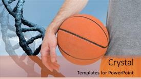  Presentation with basketball blue - Colorful presentation theme enhanced with basketball player with stone dna backdrop and a coral colored foreground