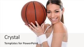  Presentation with basketball - Cool new PPT layouts with basketball player backdrop and a lemonade colored foreground