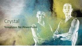  Presentation with basketball players - Theme enhanced with basketball players against splashing of color powder background and a mint green colored foreground