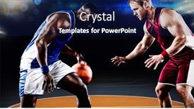  Presentation with basketball players - Presentation enhanced with basketball-players-in-action-against background and a navy blue colored foreground