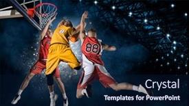  Presentation with basketball players - Slide set consisting of basketball-players-in-action background and a navy blue colored foreground