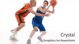  Presentation with basketball players - Cool new theme with basketball players isolated on white backdrop and a white colored foreground