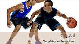  Presentation with basketball - Theme with basketball players men isolated background and a coral colored foreground
