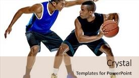  Presentation with basketball - Beautiful theme featuring basketball players men isolated backdrop and a coral colored foreground