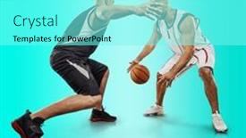  Presentation with basketball collage - PPT layouts enhanced with basketball-players-on-sports-background background and a arctic colored foreground