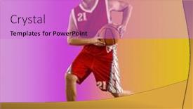  Presentation with basketball collage - Slide deck having basketball-players-on-sports-background background and a lilac colored foreground