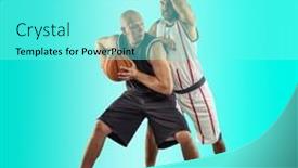  Presentation with basketball collage - Presentation theme featuring basketball-players-on-sports-background background and a arctic colored foreground