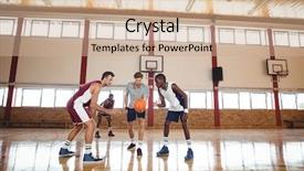  Presentation with basketball court - Audience pleasing presentation consisting of basketball players ready backdrop and a coral colored foreground