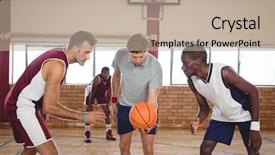  Presentation with basketball court - Slide set enhanced with basketball players ready background and a mint green colored foreground