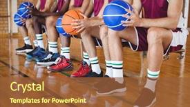  Presentation with basketball players - Slides having basketball players sitting on bench background and a tawny brown colored foreground