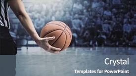 Presentation with referee - Beautiful presentation theme featuring basketball referee holding a basketball backdrop and a gray colored foreground