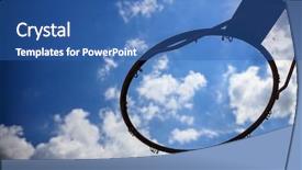  Presentation with basketball blue - Audience pleasing theme consisting of basketball ring on blue sky background backdrop and a ocean colored foreground