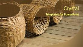  Presentation with wood - Colorful slide deck enhanced with baskets-on-wood-floor backdrop and a tawny brown colored foreground