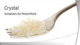  Presentation with rice grain - Presentation consisting of basmati rice on fork isolated background and a white colored foreground