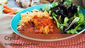  Presentation with peppers - Amazing PPT theme having basque braised chicken with peppers backdrop and a red colored foreground