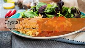  Presentation with biology rice hybrid - Beautiful slide deck featuring basque braised chicken with peppers backdrop and a gold colored foreground