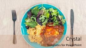  Presentation with peppers - Audience pleasing PPT theme consisting of basque braised chicken with peppers backdrop and a coral colored foreground